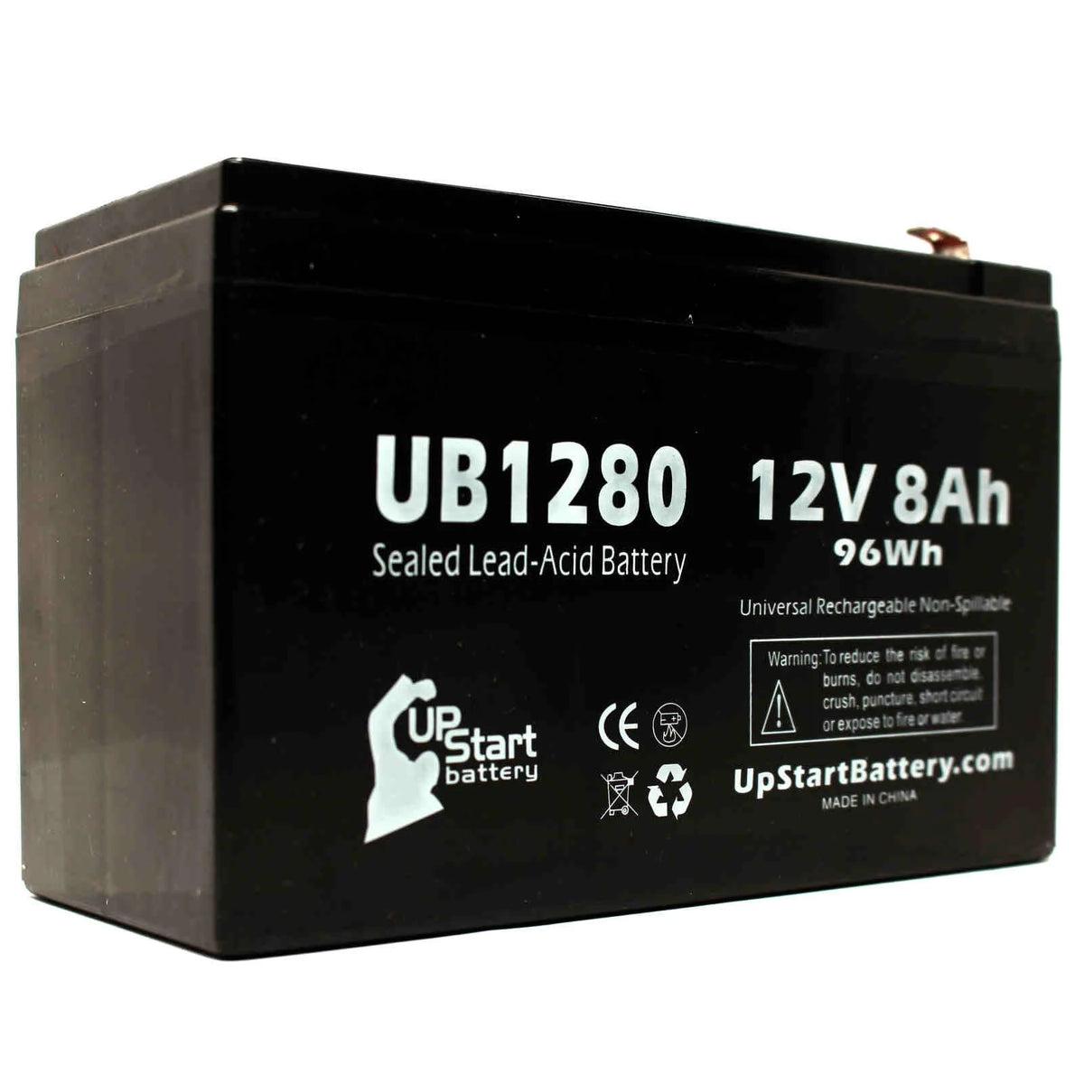 2x Pack Sealed Lead Acid Battery (12V, 8Ah, 8000mAh, F1 Terminal, AGM) with 4 F1 to F2 Terminal Adapters Z7373