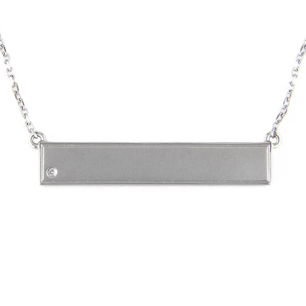Silver Diamond Bar Necklace (16+2") F194646