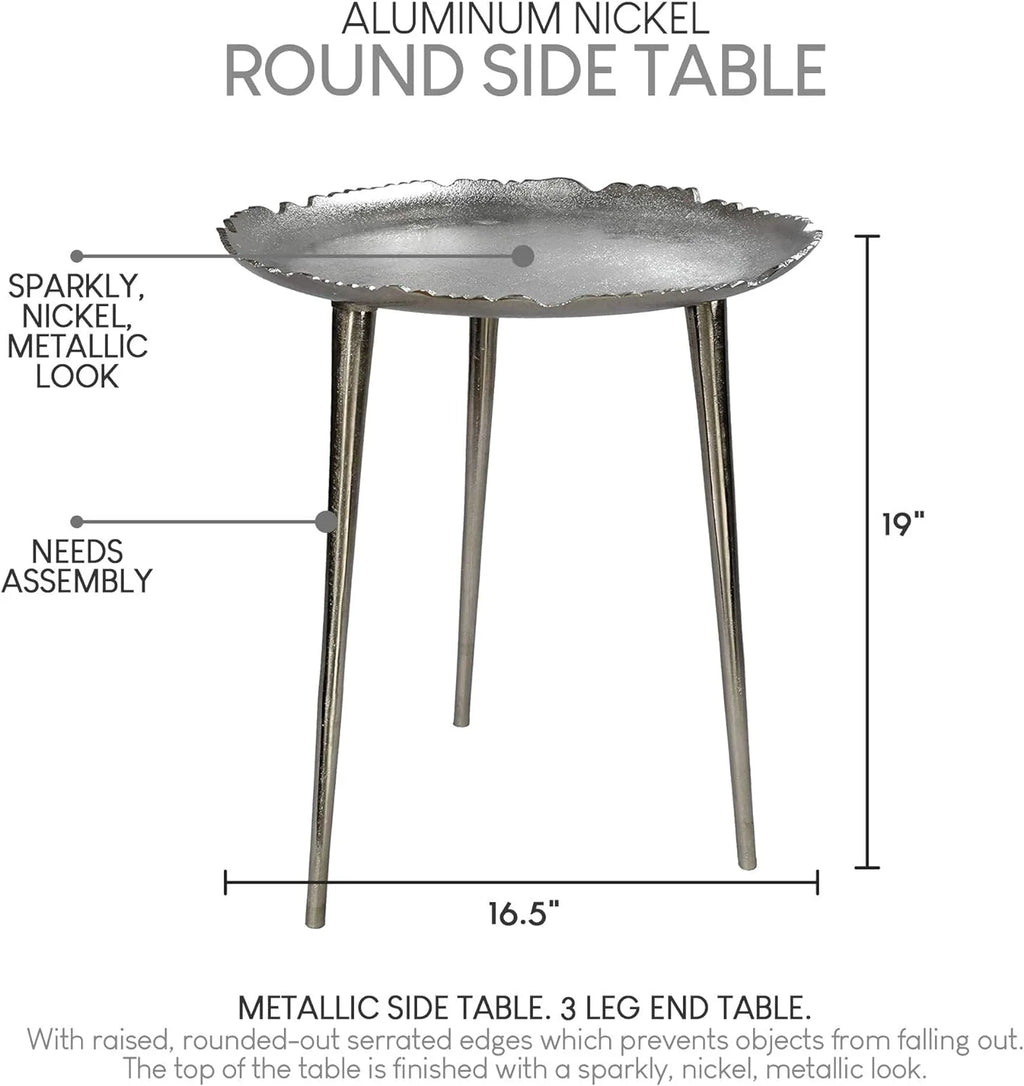 Aluminum Round Side Table, 19" Tall & 16" Diameter E68903