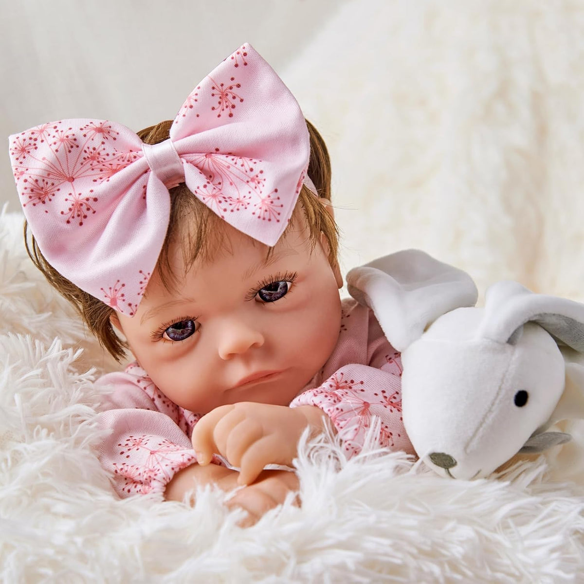 17 Inch Cloth Body Blue Eyes Hand-Rooted Hair Reborn Baby Doll G876039
