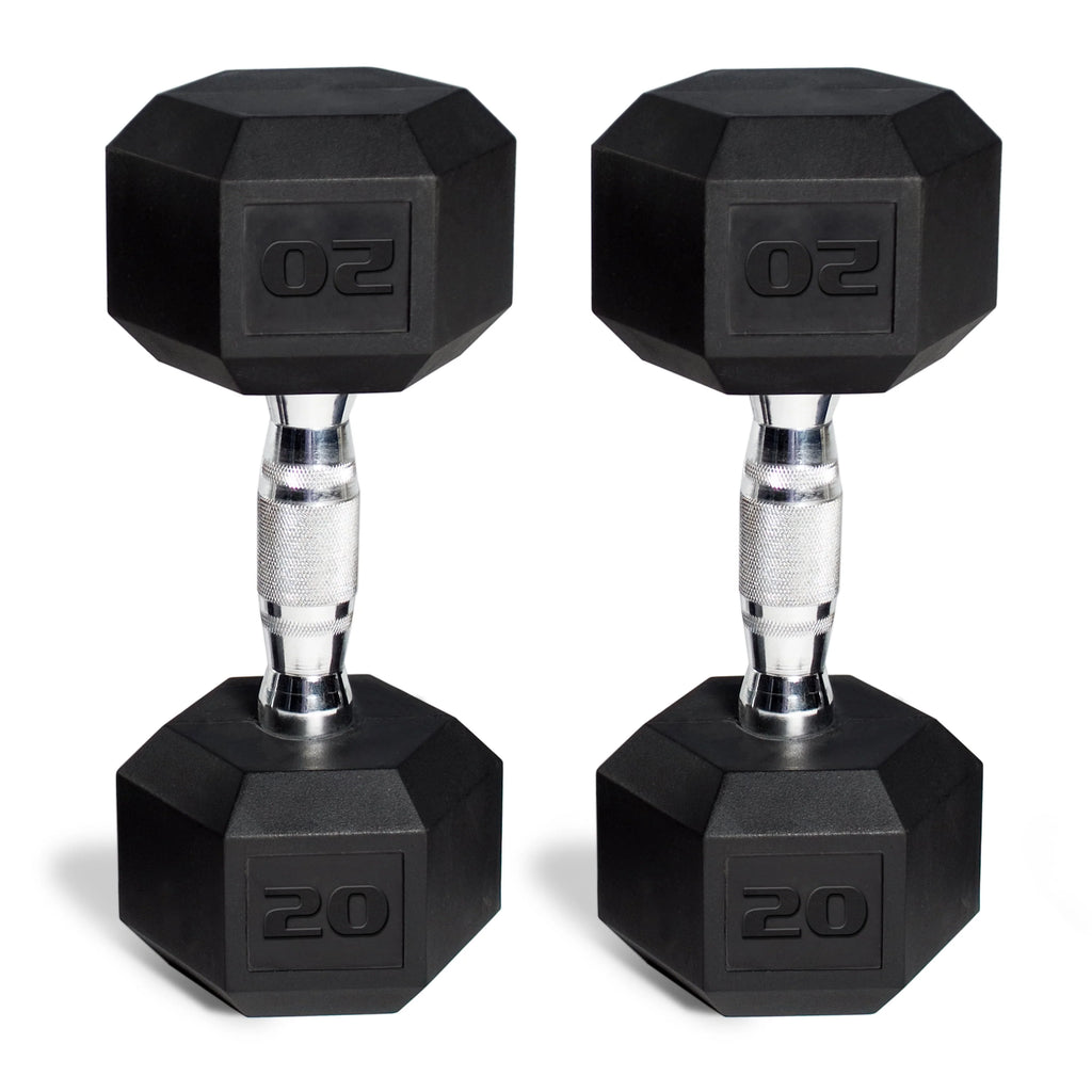 50 lb Rubber Hex Dumbbell Weight Set P93379