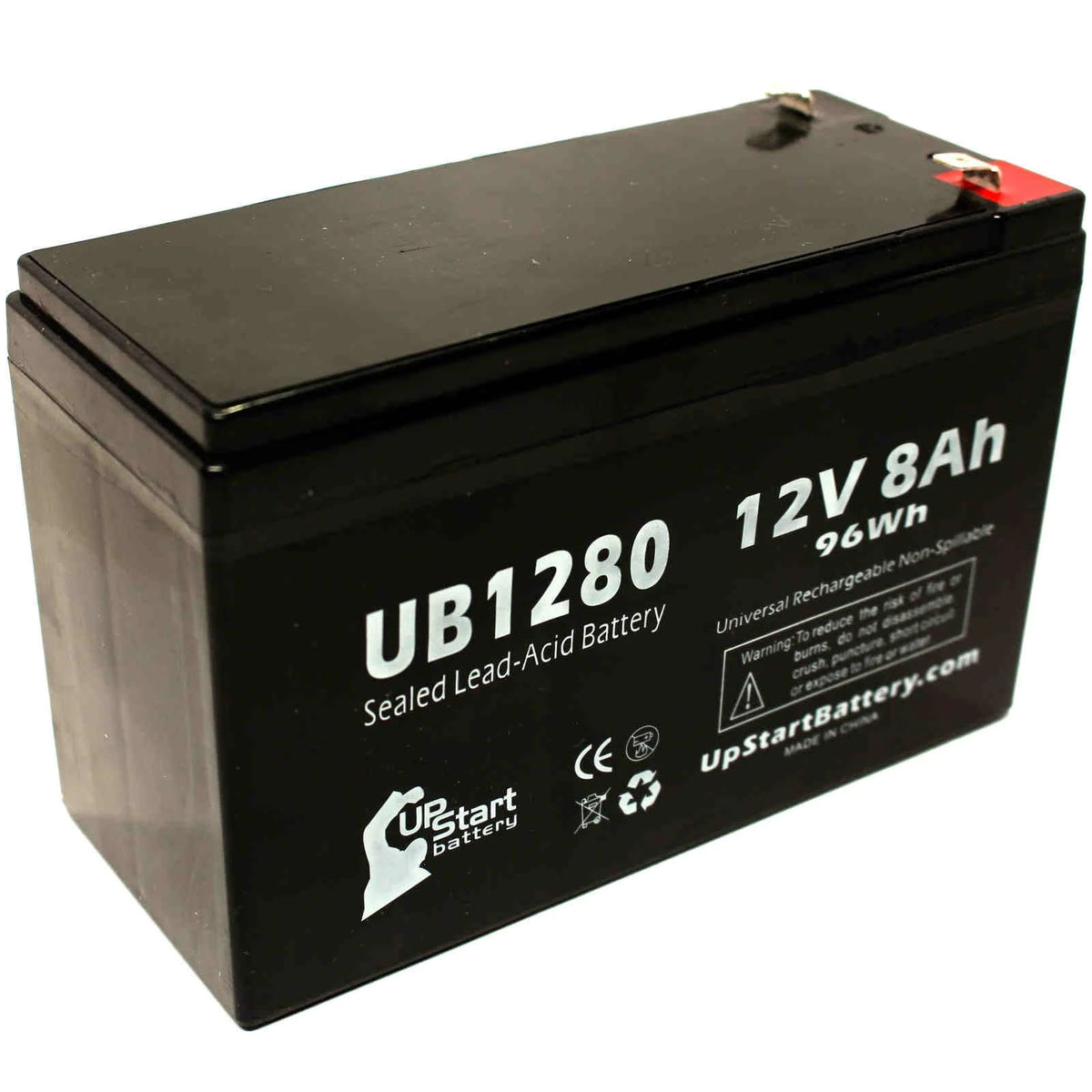 2x Pack Sealed Lead Acid Battery (12V, 8Ah, 8000mAh, F1 Terminal, AGM) with 4 F1 to F2 Terminal Adapters Z7373