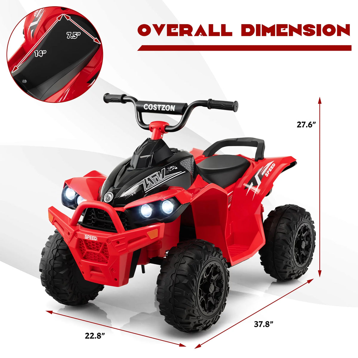 12V Battery Powered Kids Ride On ATV Red J857
