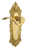 Victorian Plate Privacy Keyhole Manor Lever in Unlacquered Brass E6920
