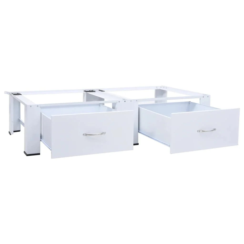 Washing and Drying Machine Pedestal with Pull-out Shelves White O284