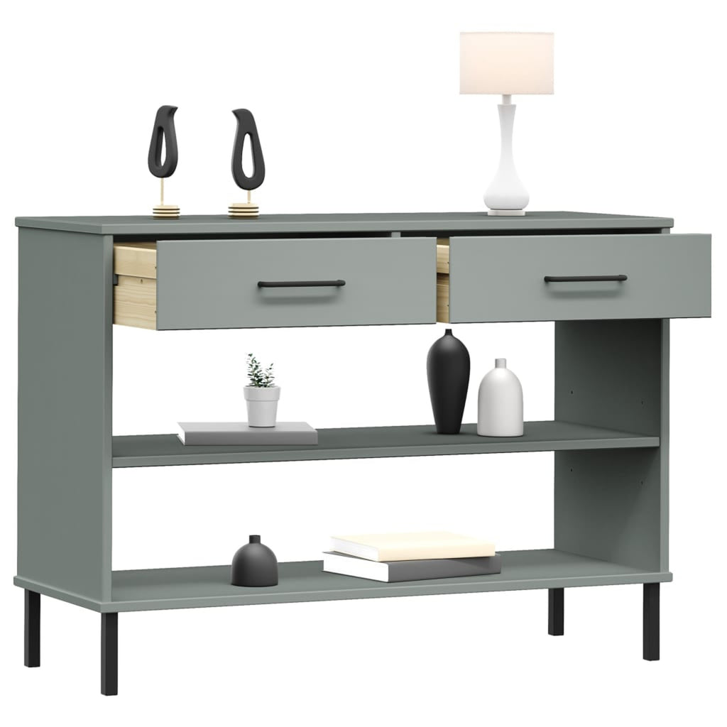 Gray Solid Wood Pine Console Cabinet with Metal Legs H7852