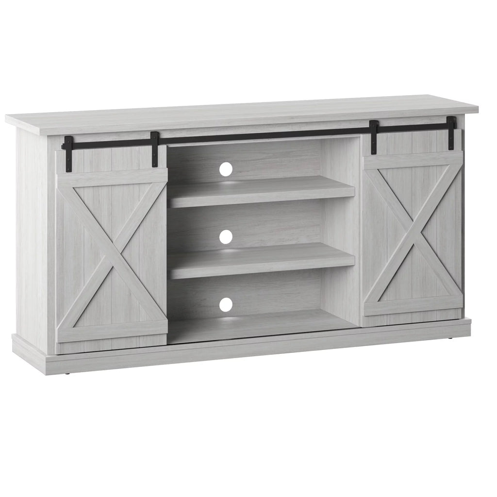 Modern Farmhouse TV Stand with Sliding Barn Doors V4193