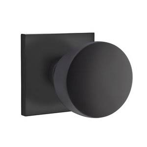 Flat Black Half Dummy Door Knob and Square Rose R93036