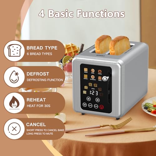 Stainless Steel 2 Slice Digital Toaster with Extra Wide Slots K929