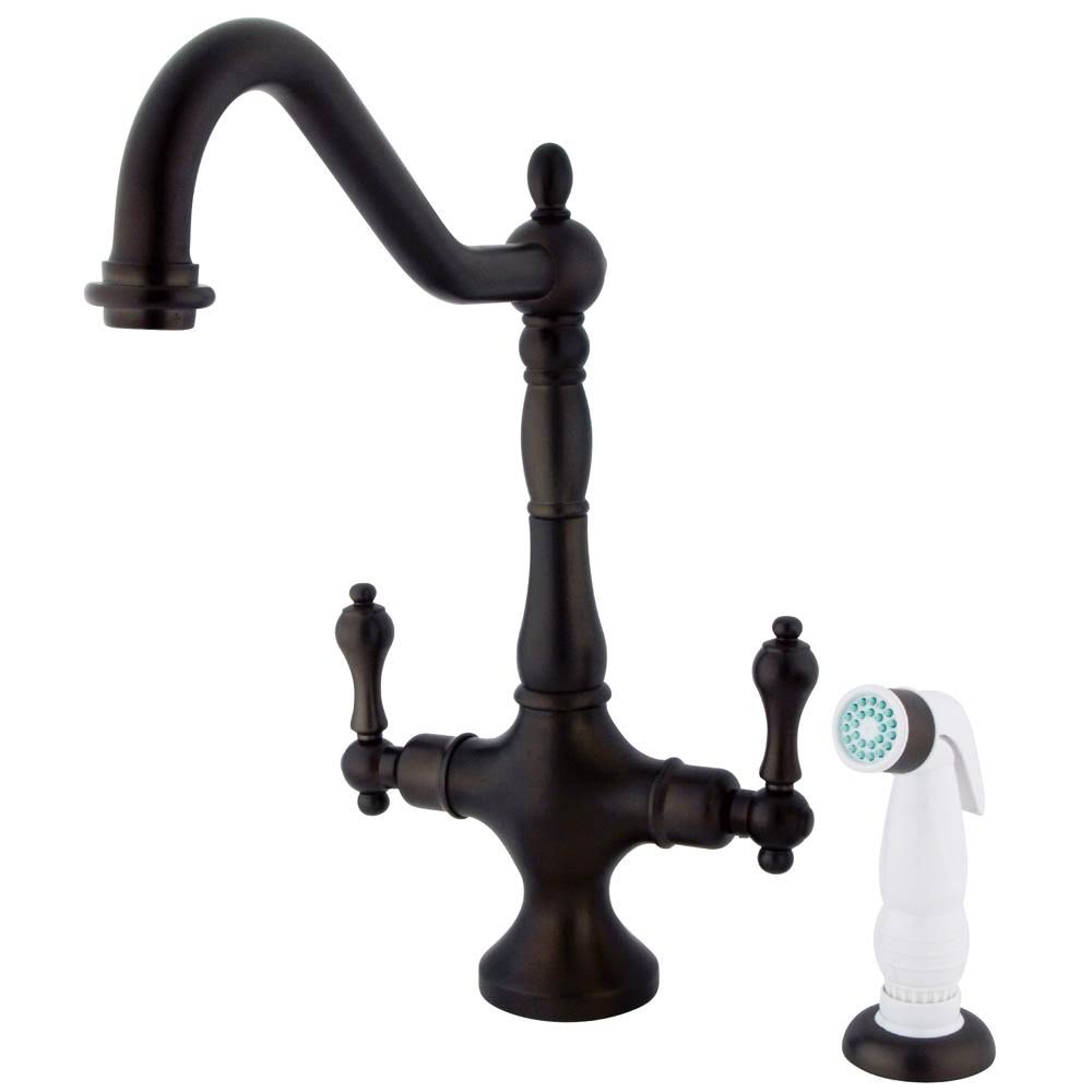 Polished Chrome Kitchen Faucet with White Sprayer R9686