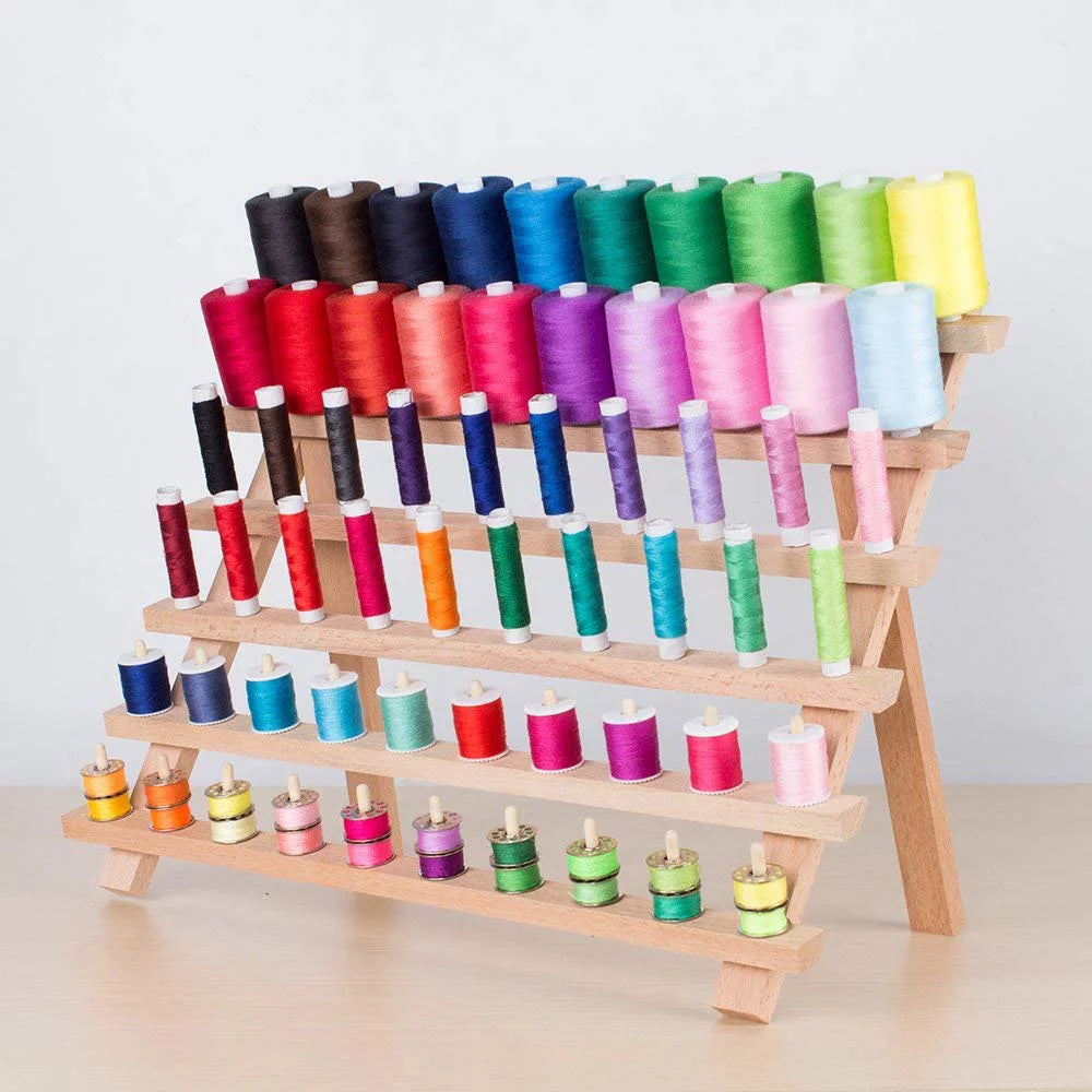 60-Spool Wooden Sewing Thread Organizer Rack S868