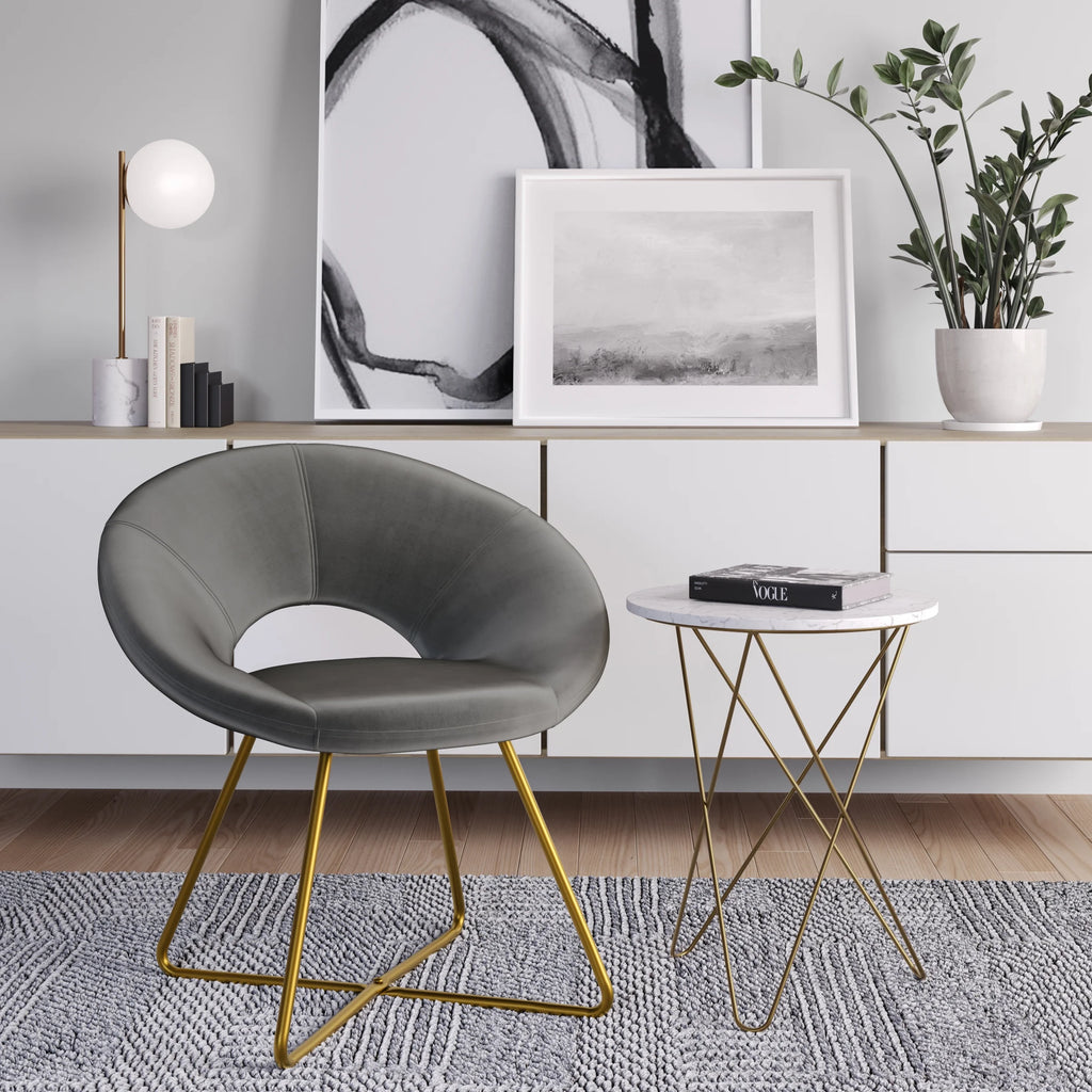 Gray Velvet Accent Chair Y9358