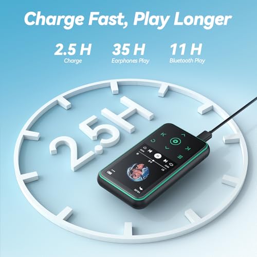64GB Bluetooth 5.3 MP3 Player with FM Radio, Voice Recorder, White J9027