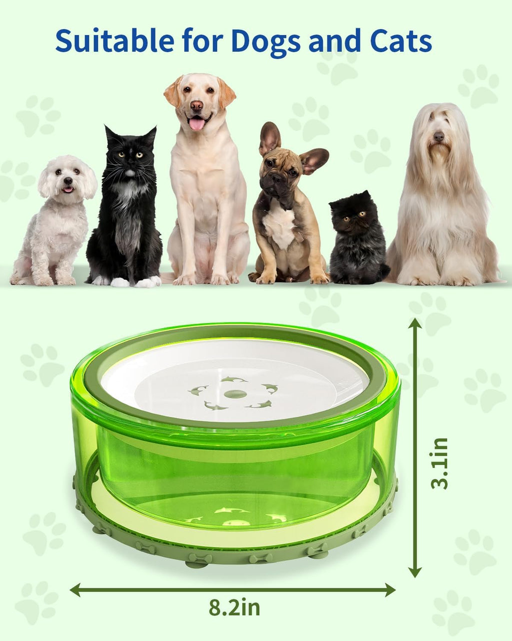 Green 2L No Spill Dog Water Bowl G3010