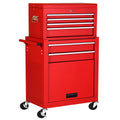 2 in 1 Rolling Storage Cabinet with 6 Drawers Black R8956