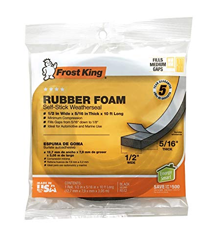 Black Sponge Rubber Foam Tape 3/4" W X 7/16" H X 10' L S1851