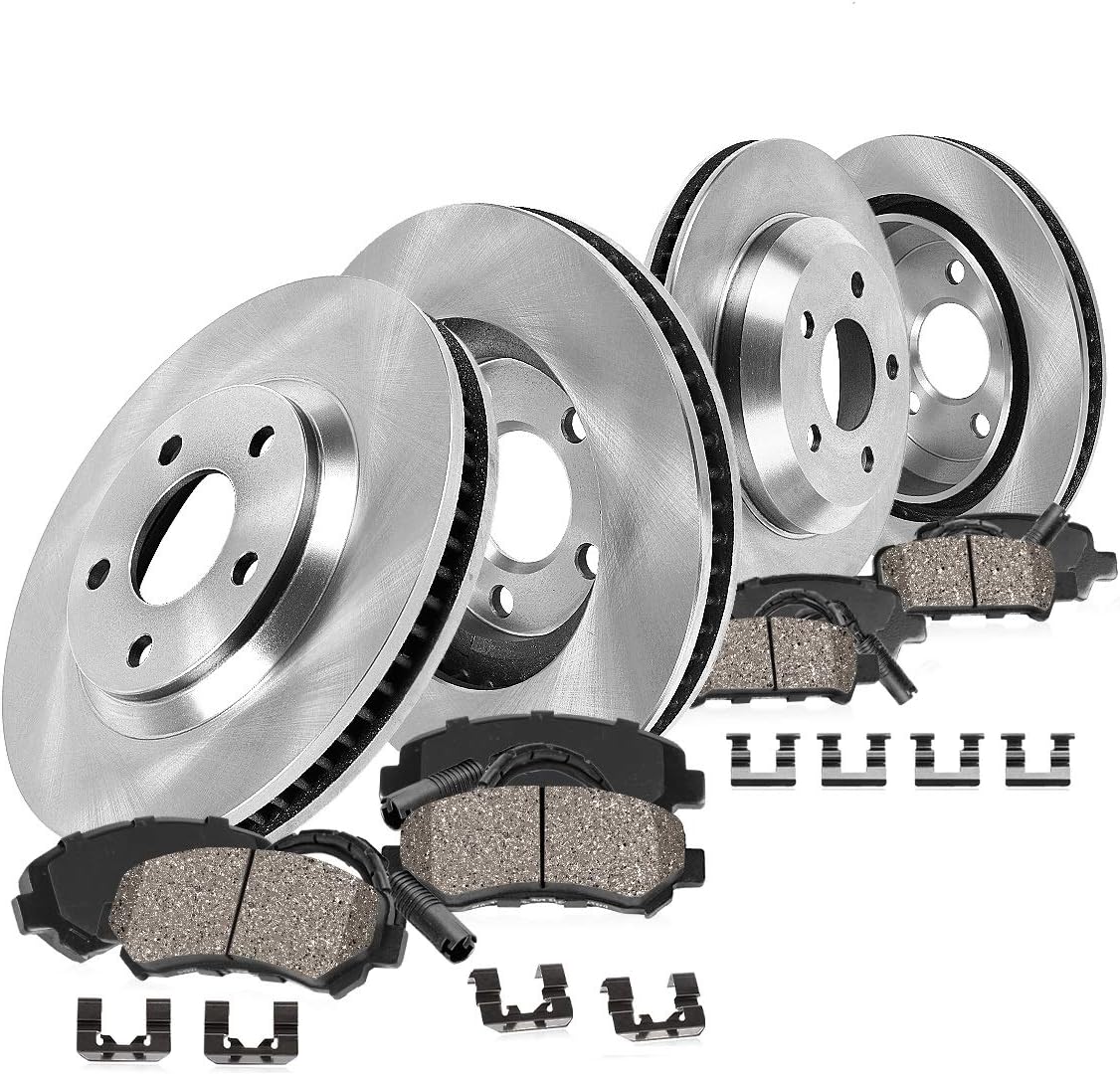 Front + Rear Rotors + Ceramic Brake Pads + Hardware + Sensors O283