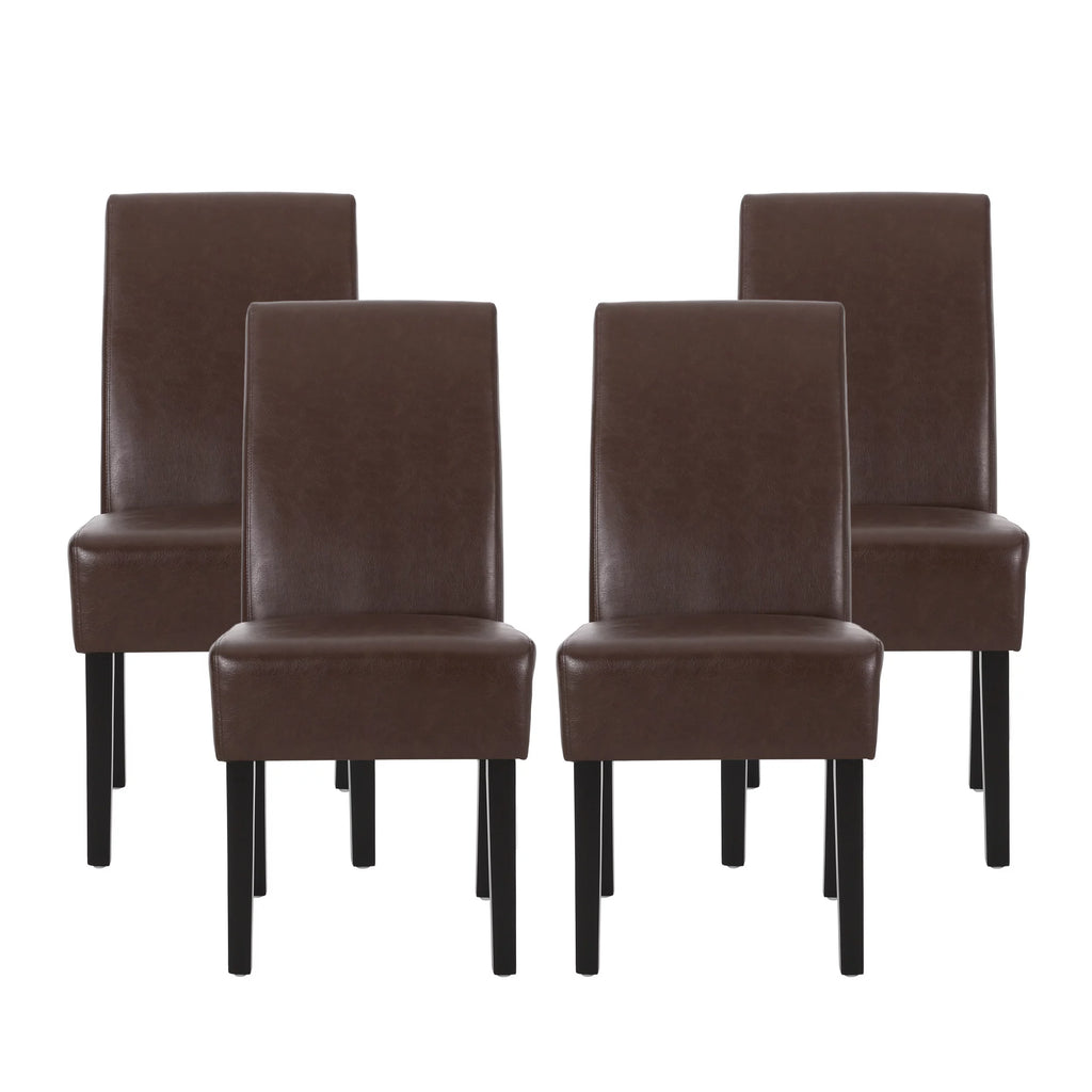 Faux Leather Dining Chairs Set of 4 Dark Brown E435178