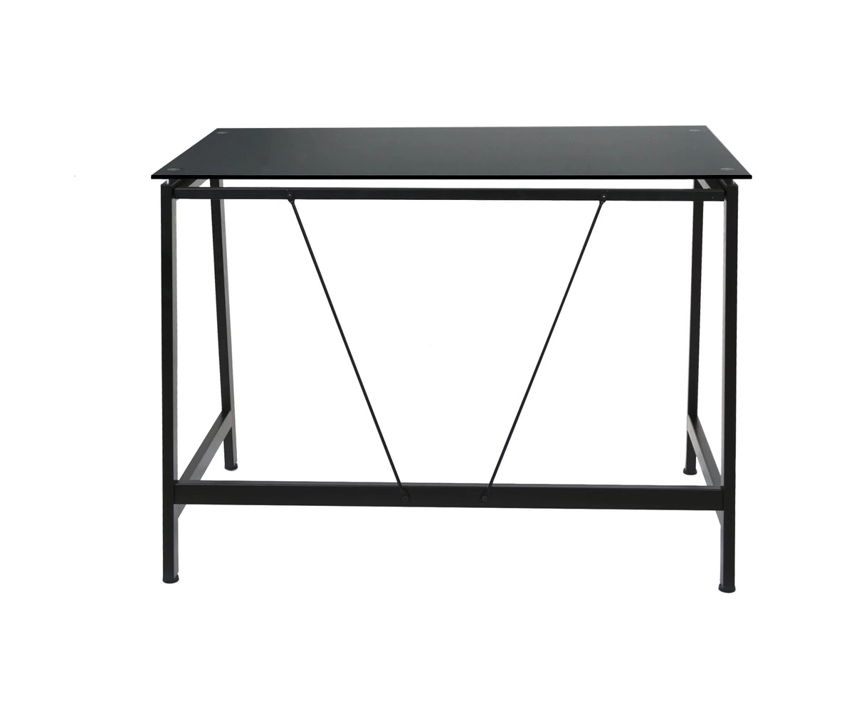 Contemporary Glass Writing Desk Steel Frame Black M434