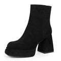 Platform Boots with Chunky Heel and Square Toe Z66766