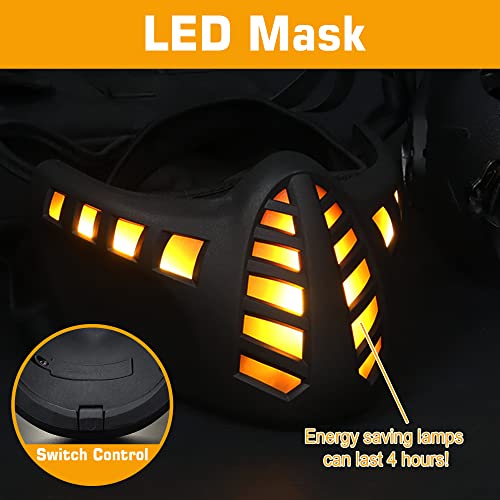 Halloween Scary Led Mask Light Up Demon Oni Cyberpunk Half Face Masks T435514