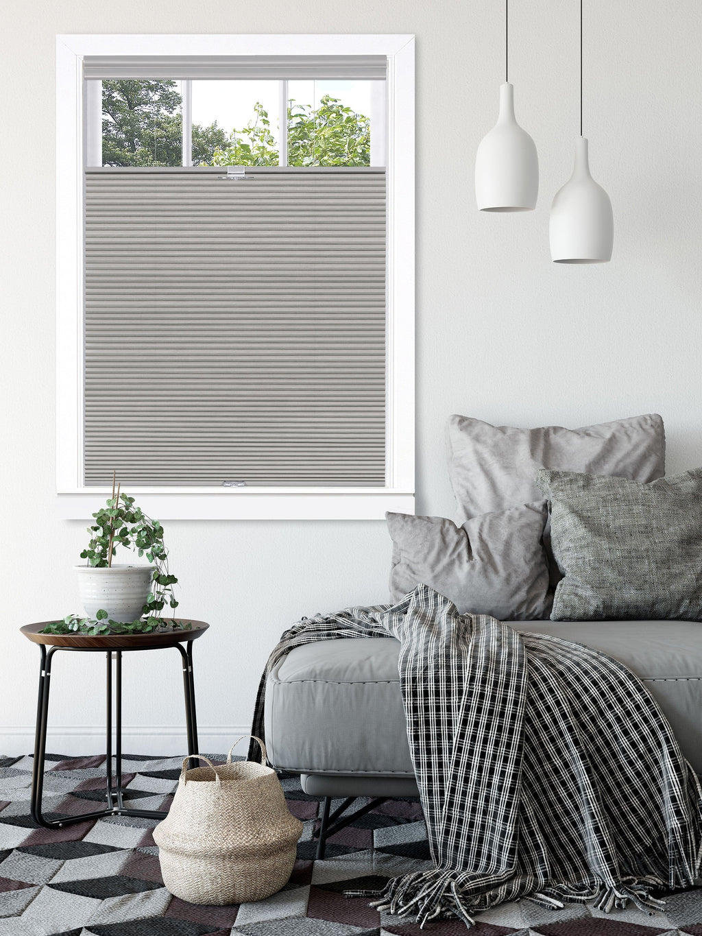 Top Down-Bottom Up Cordless Honeycomb Cellular Shade 35"L x 64"W Dove Grey M7300
