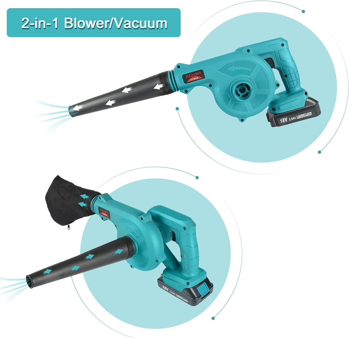 Cordless Leaf Blower 2-in-1 Handheld Sweeper Vacuum O9342
