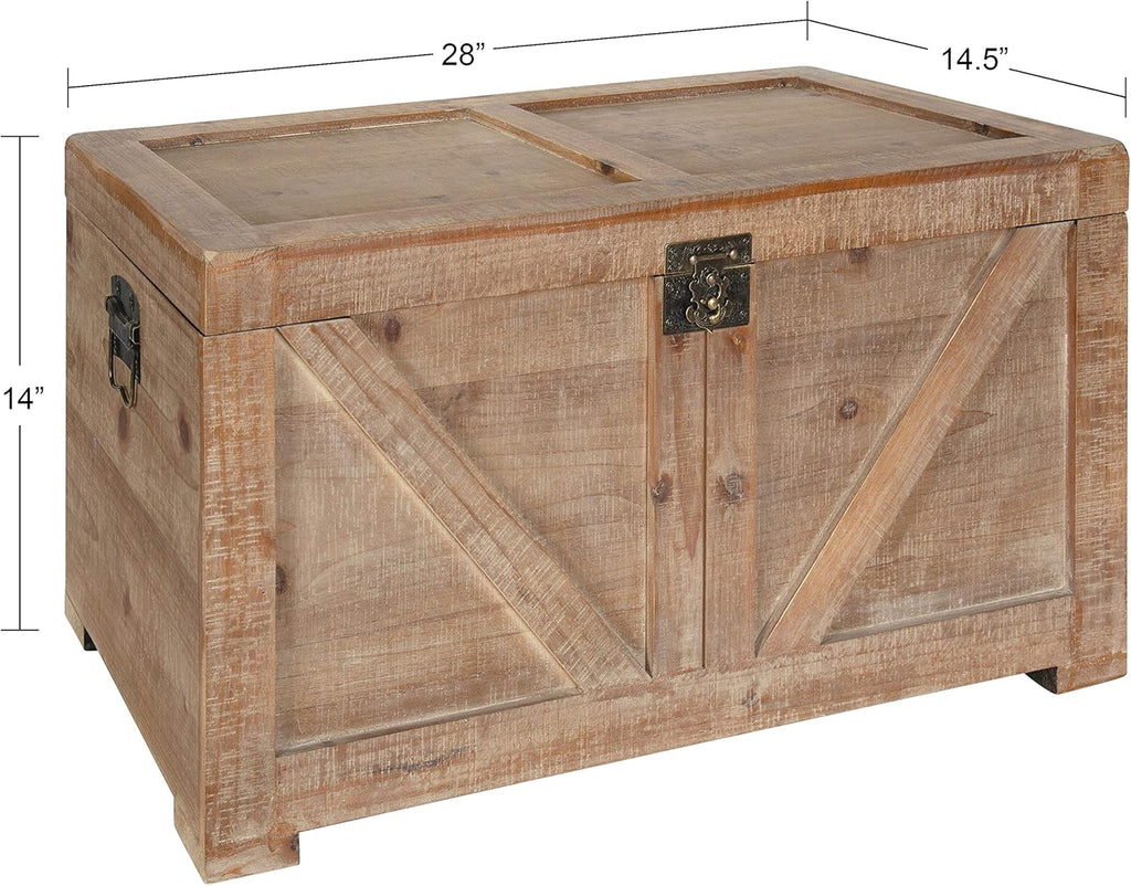 Gray Wooden Storage Chest Trunk F502144