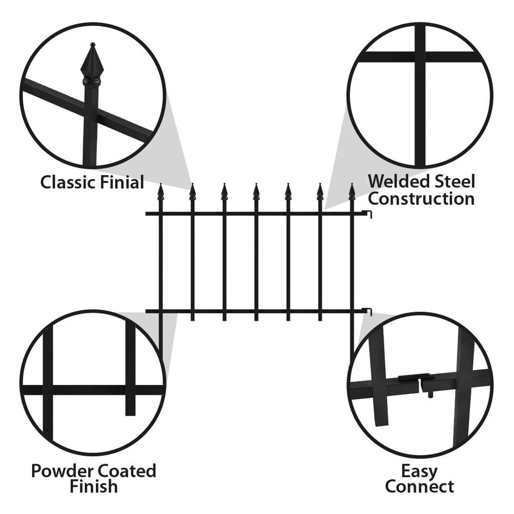 Black Powder Coated Steel Garden Border N731