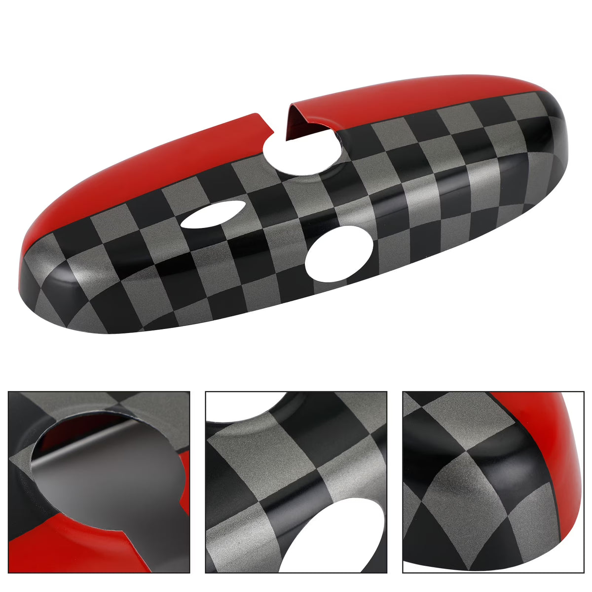 Black/Grey Checkered Rear View Mirror Cover J579802