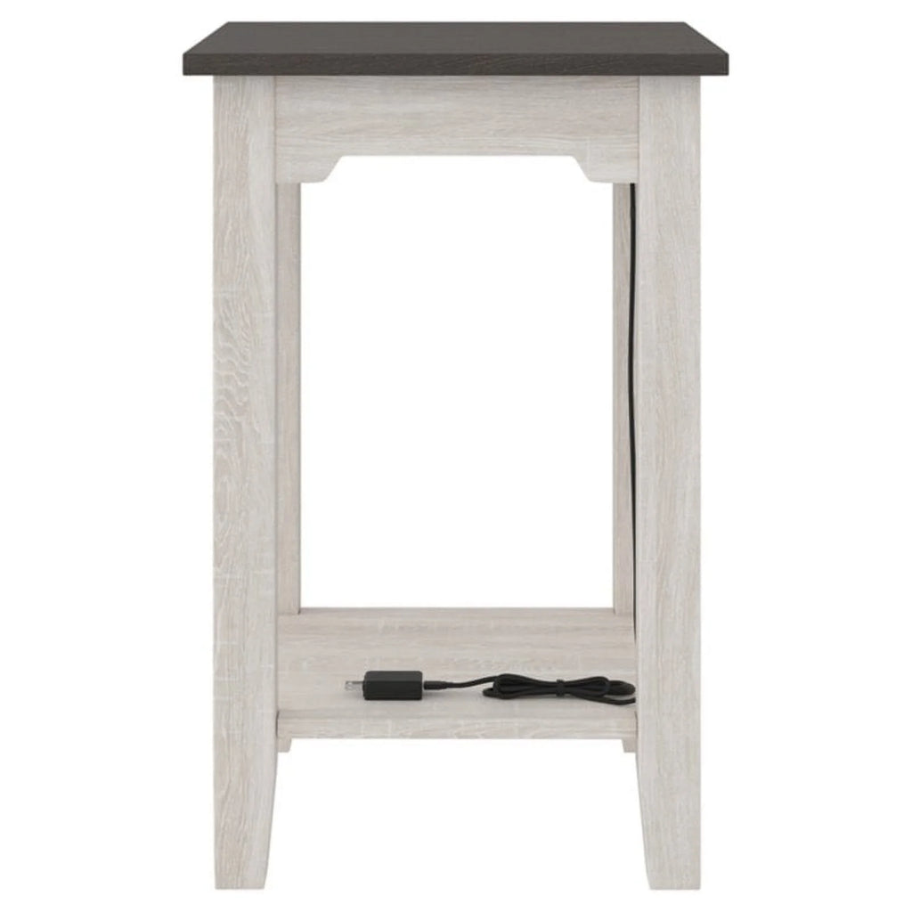 Farmhouse Engineered Wood End Table in Antiqued White/Gray S9839