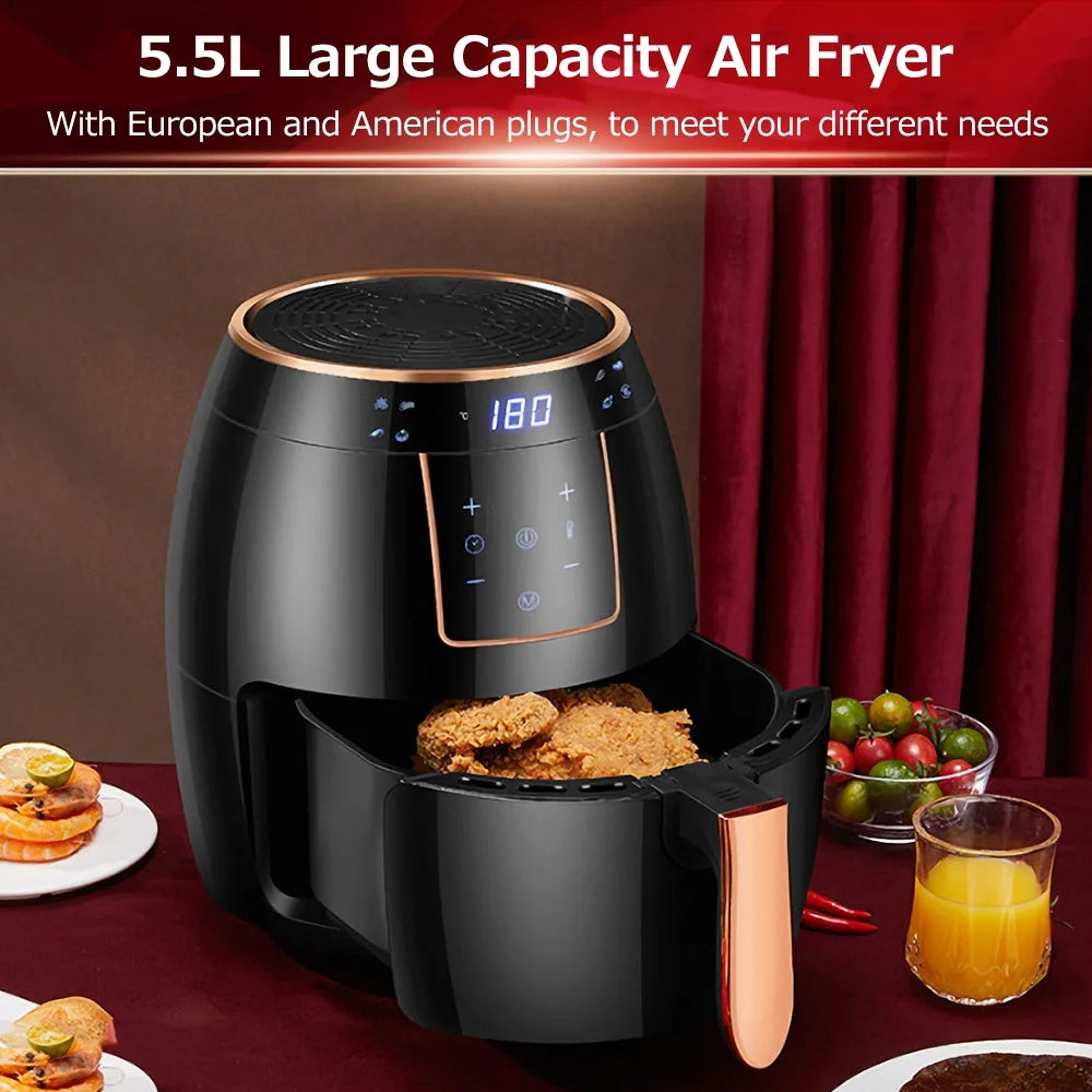 5.5L 1300W Touch Screen Electric Air Fryer with Bakeware P923333