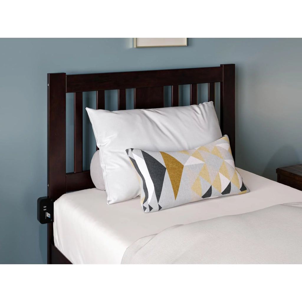 Solid Wood Queen Headboard with USB Charging Station E955