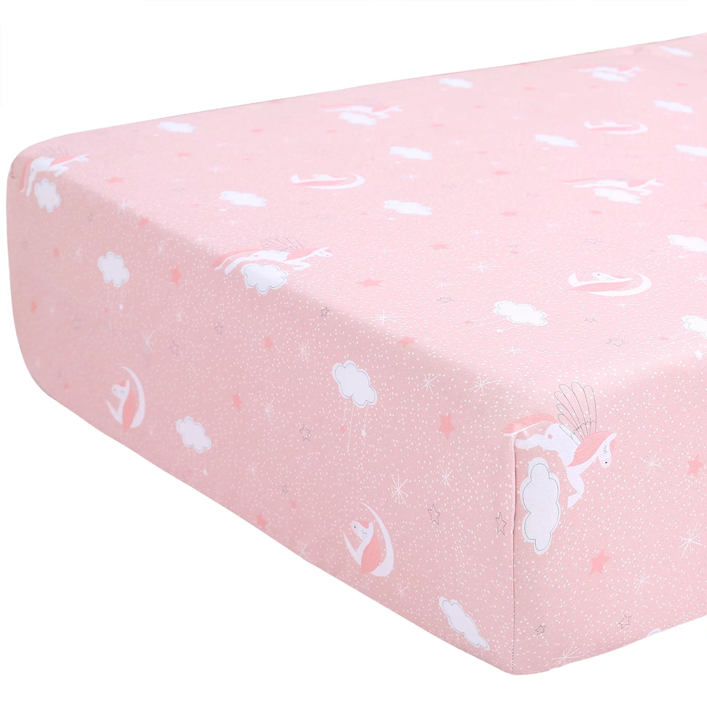 3-Piece Pink Unicorn Crib Bedding Set N512