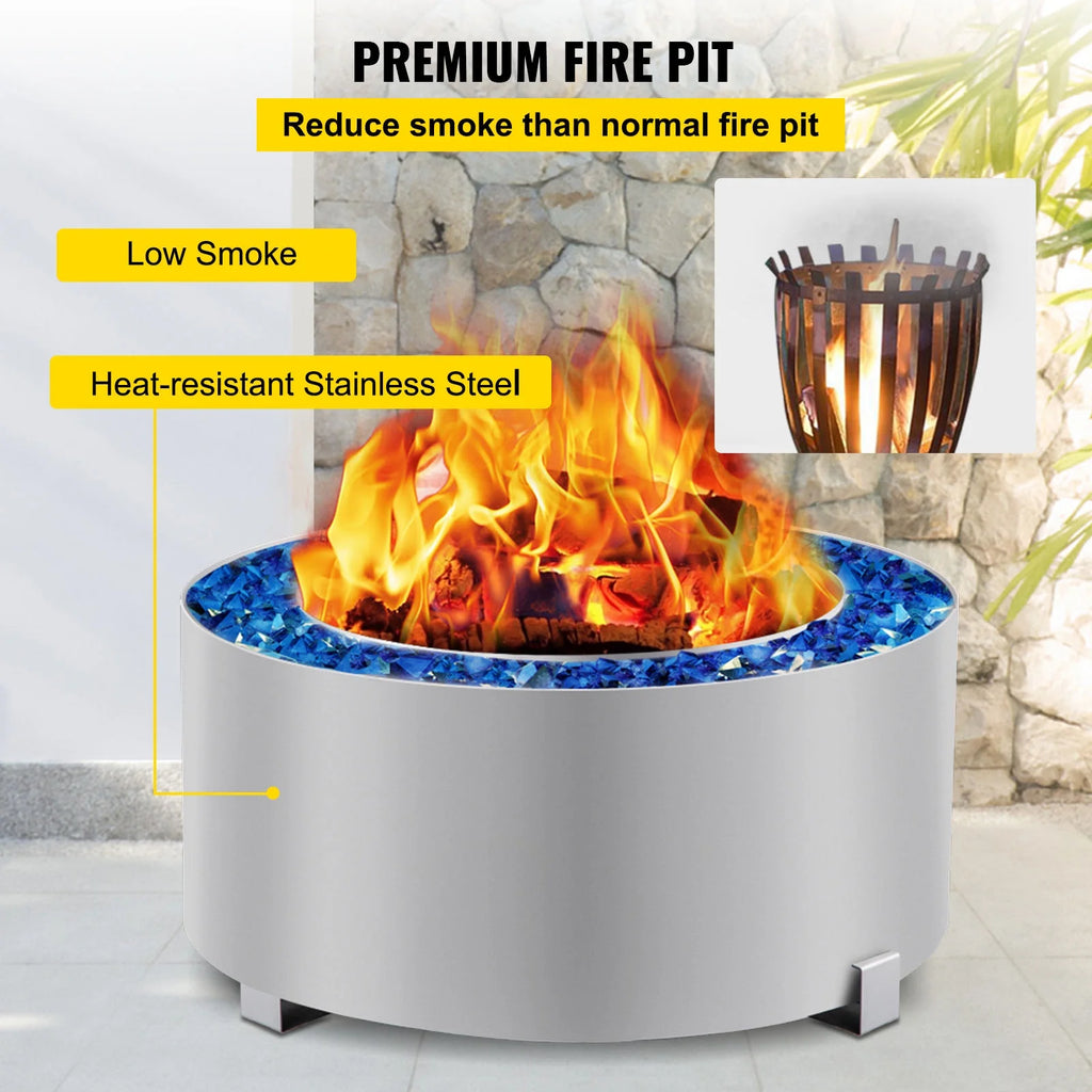 Stainless Steel 27.6 inch Wood Burning Fire Pit A284