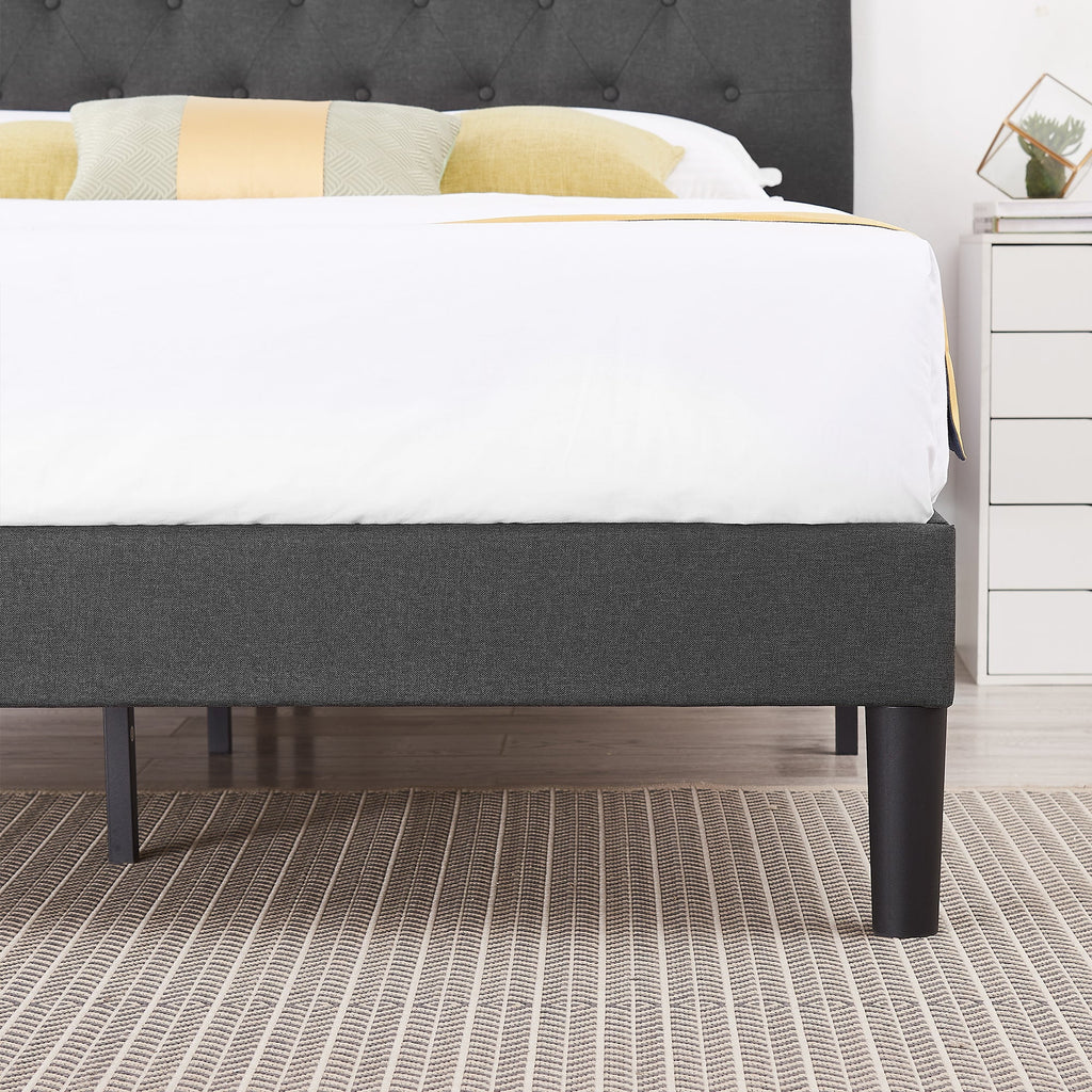 Queen Upholstered Platform Bed Frame with Adjustable Headboard Y535