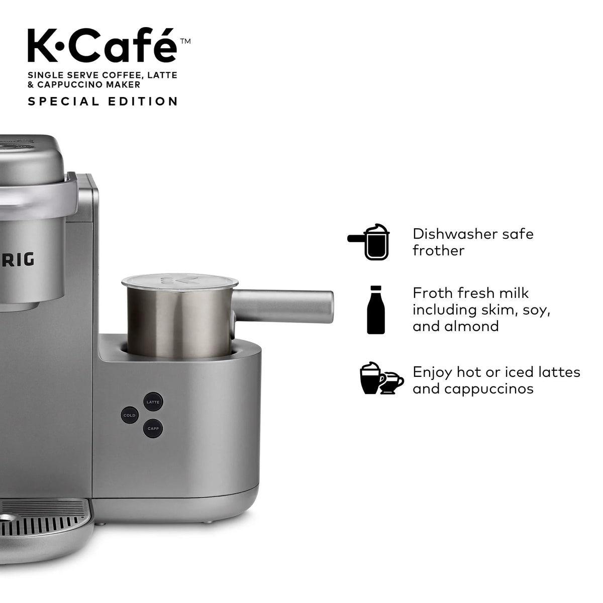 Single Serve K-Cup Pod Coffee, Latte and Cappuccino Maker, Nickel H469