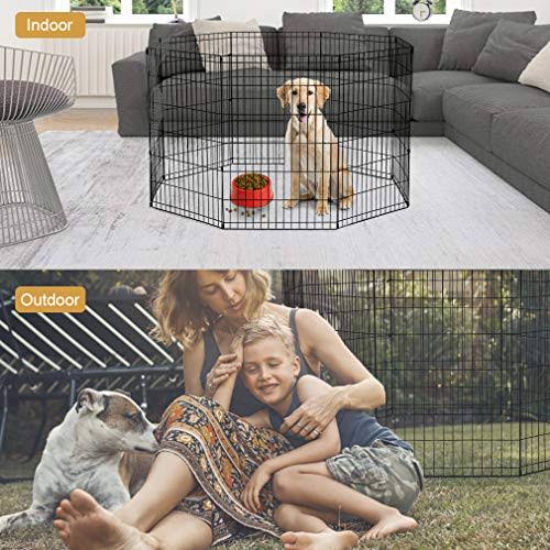 8 Panel 42-Inch Black Dog Playpen O2641