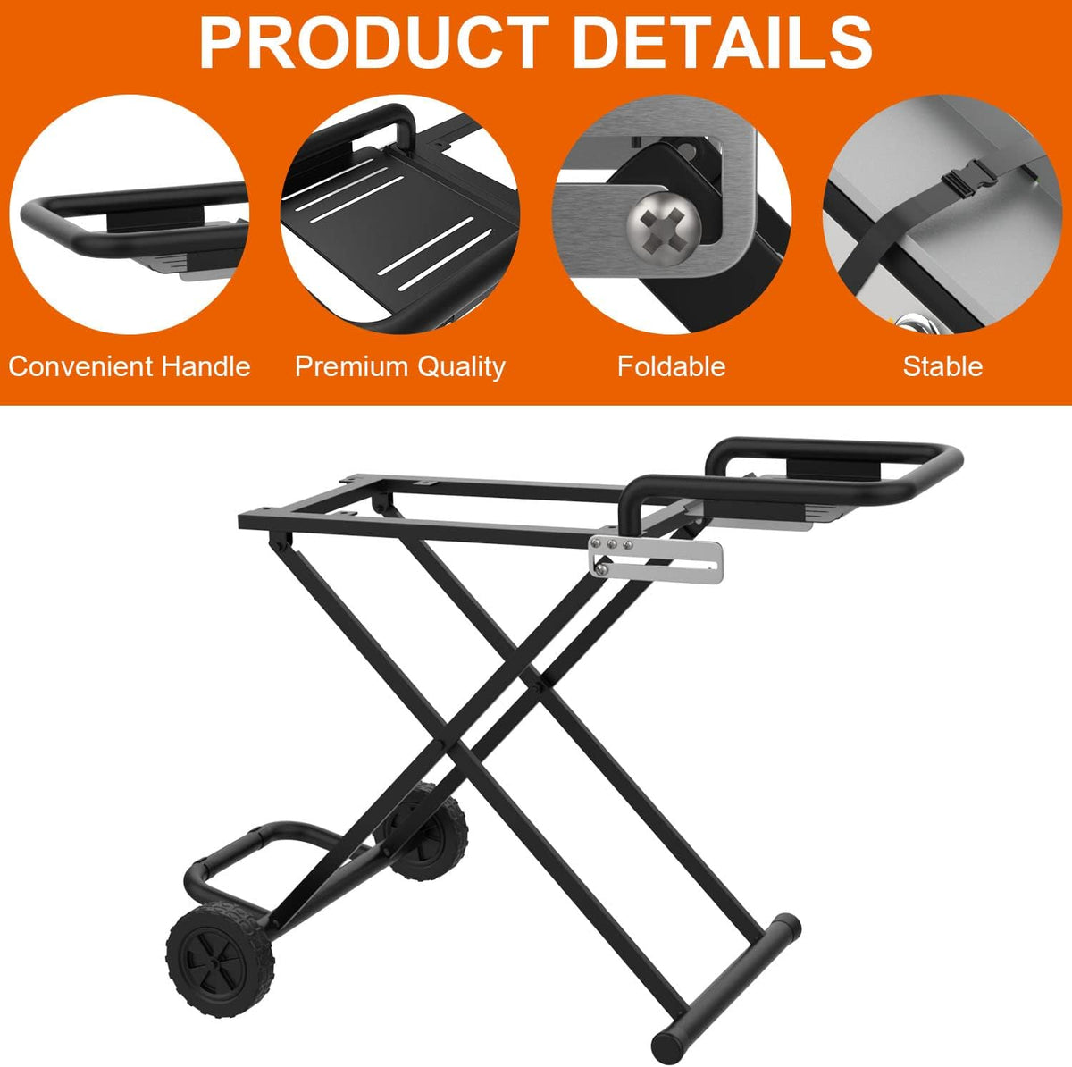 Folding Grill Cart with Side Shelf Y554789