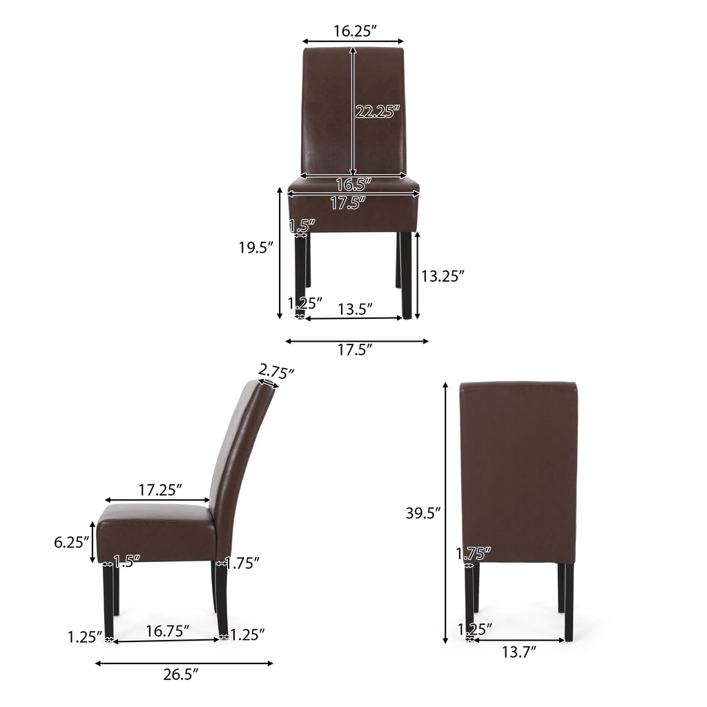 Faux Leather Dining Chairs Set of 4 Dark Brown E435178