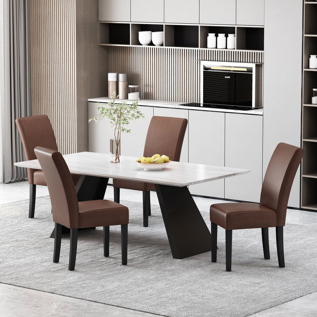 Faux Leather Dining Chairs Set of 4 Dark Brown E435178