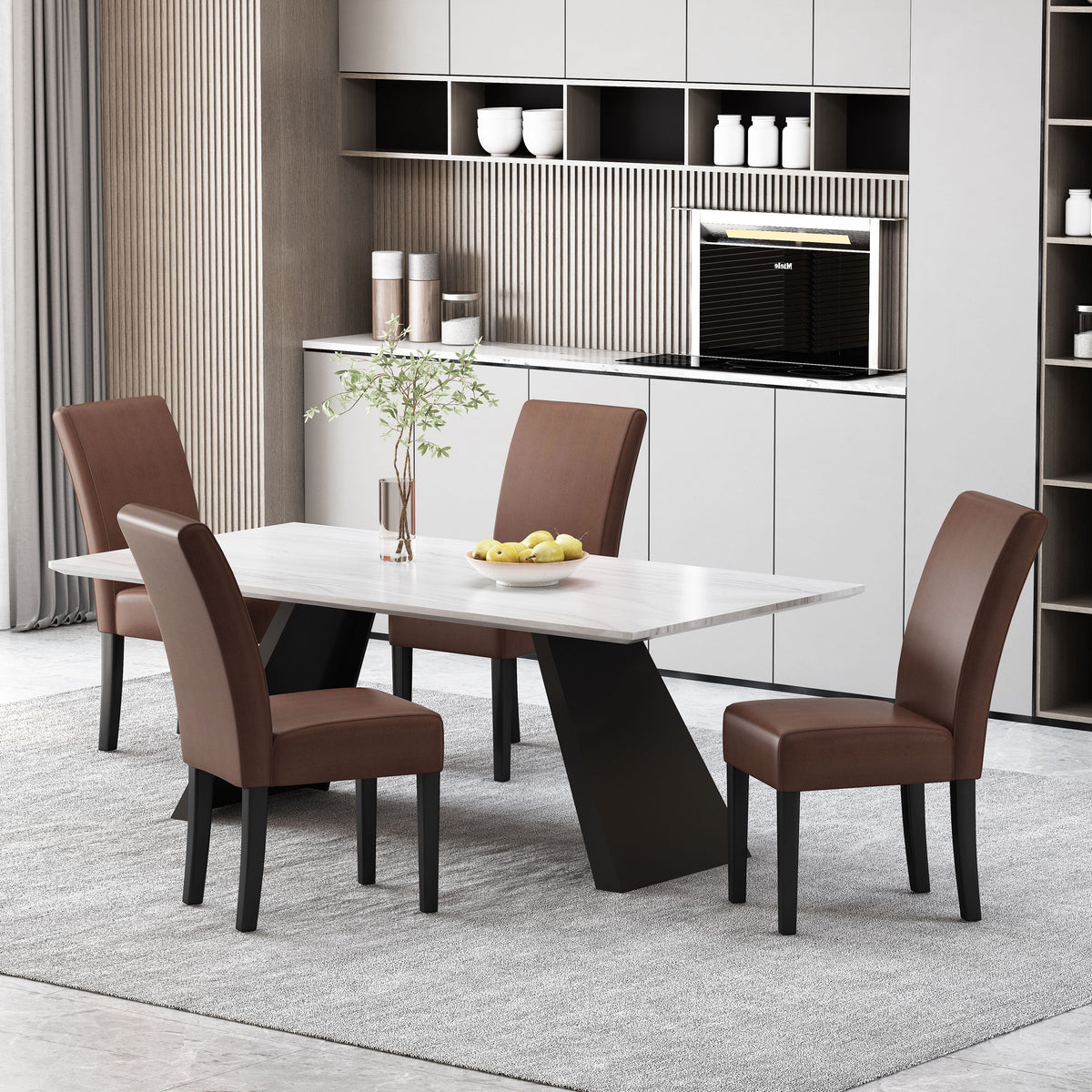 Faux Leather Dining Chairs Set of 4 Dark Brown E435178