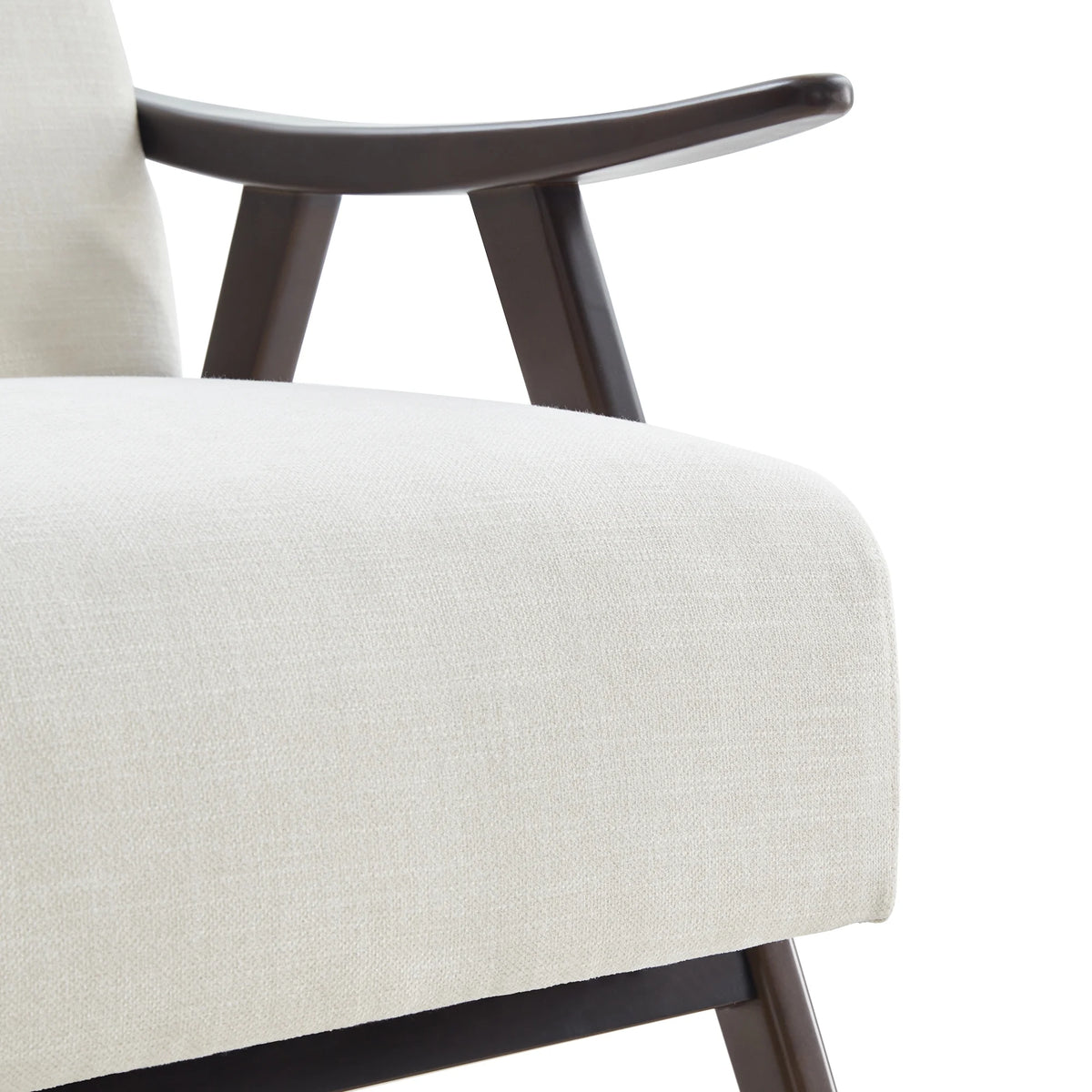 Beige Upholstered Accent Chair with Ottoman and Solid Wood Frame C6776