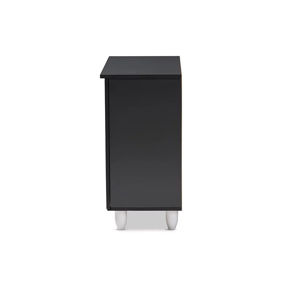 Oak and Dark Gray 2-Door Shoe Storage Cabinet V547