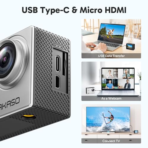 4K30FPS 20MP WiFi Action Camera with EIS 131FT Waterproof Black F745