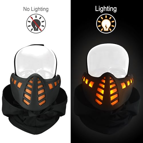 Halloween Scary Led Mask Light Up Demon Oni Cyberpunk Half Face Masks T435514