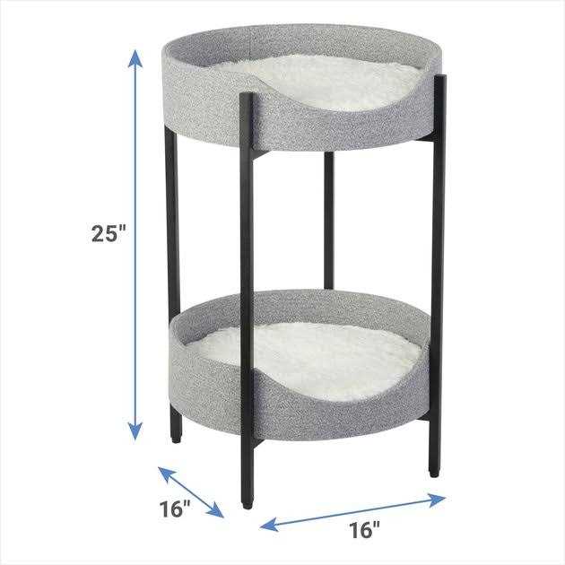 Elevated Wrought Iron Cat Bed with Faux Fur Cushion V652708