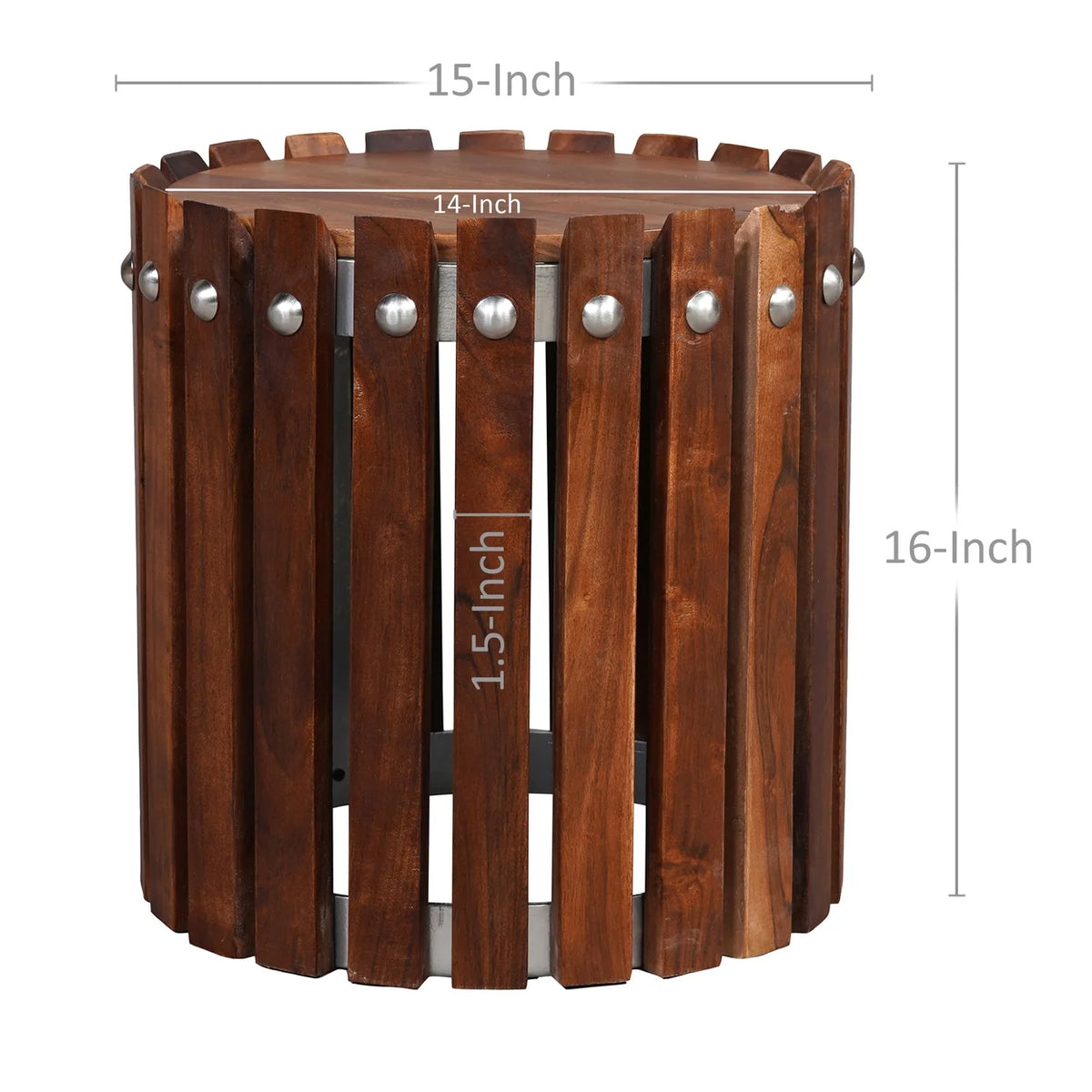 15 Inch Round Acacia Wood Side End Table Y54058