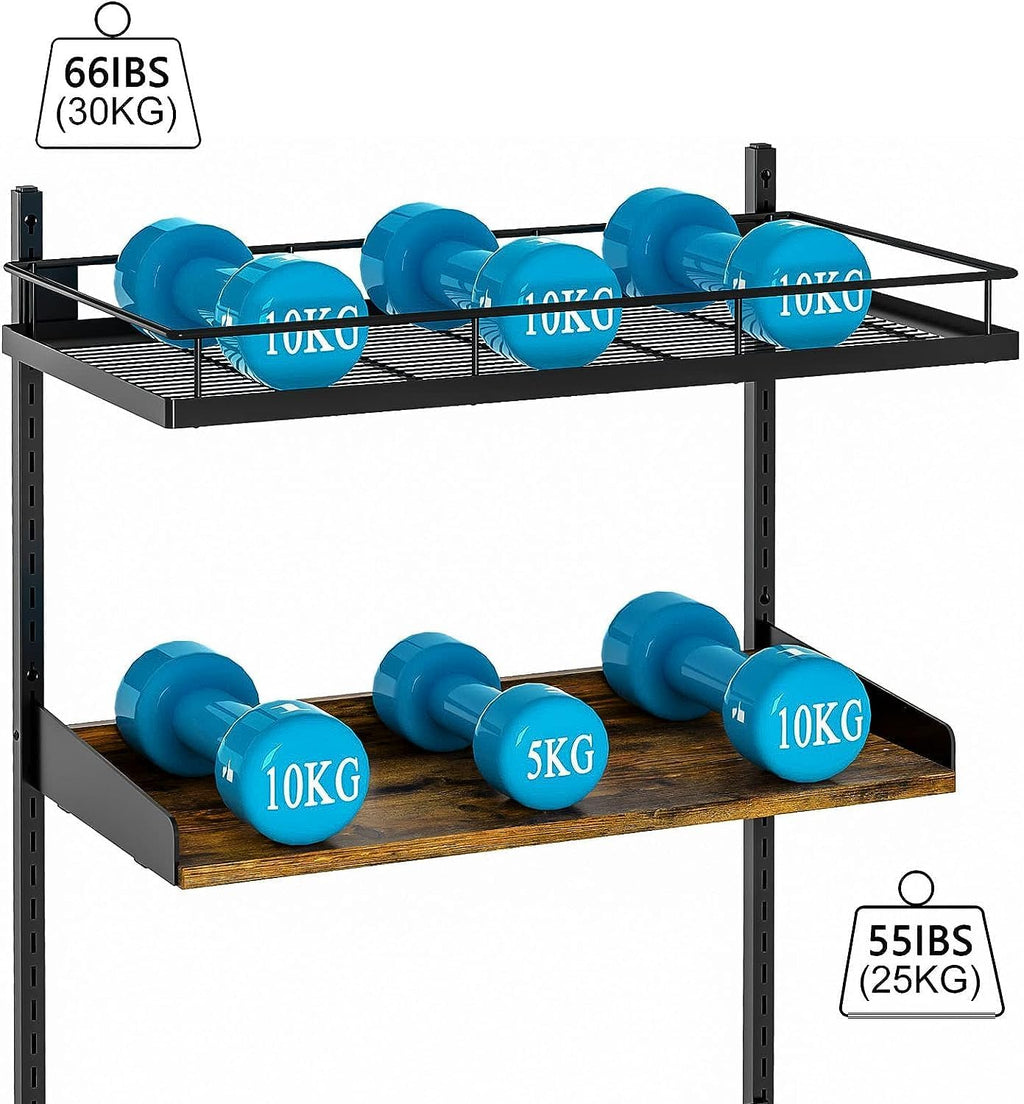 2 Pack Wall Mounted 2 Tier Pot Rack with 8 Hooks K863