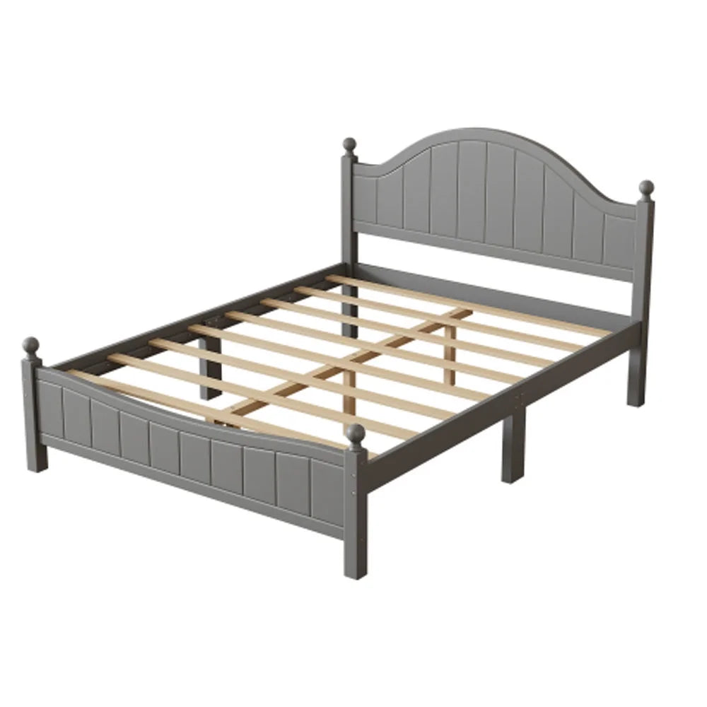 Gray Solid Wood Platform Bed Queen N176